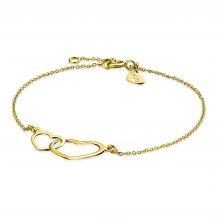 ZINZI 14K Gold Bracelet with 2 Connected Open Hearts 18-20cm ZGA114