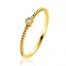ZINZI 14K Gold Ring Beads Round White Zirconia and Twist Shank 3mm ZGR481
