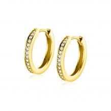 15mm ZINZI 14K Gold Hoop Earrings White Zirconias Square Tube 15 x 2,1mm ZGO429Z