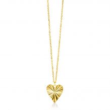 ZINZI Gold 14 krt gouden ketting 45cm met bewerkt hart hanger 15mm ZGC340