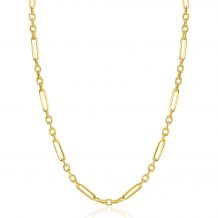 ZINZI Gold 14 krt gouden schakelketting met afwisselend lange paperclip schakels en ovale jasseron schakels (4mm breed) 45cm ZGC473
