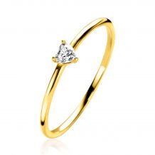 ZINZI 14K Gold Ring Triangle White Zirconia ZGR370