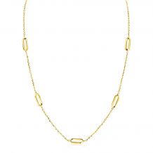 ZINZI Gold 14 krt gouden collier met vijf trendy ovale schakels van 4mm breed, lengte 40-45cm ZGC345