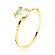 ZINZI 14K Gold Ring Square Light Green Amethyst 6mm ZGR376