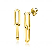 20mm ZINZI 14K Gold Stud Earrings 2 Trendy Paperclip Chains ZGO344