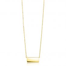 ZINZI Gold 14 krt gouden collier 45cm met plaatje glad 18mm ZGC350