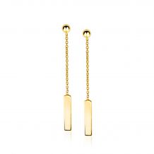 ZINZI Gold 14 karaat gouden oorstekers hangend staafje 36mm lang ZGO176