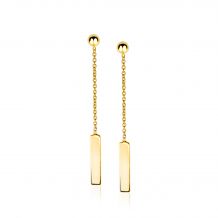 ZINZI Gold 14 karaat gouden oorstekers hangend staafje 36mm lang ZGO176