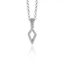 20mm ZINZI Sterling Silver Pendant Diamond-shape with White Zirconias ZIH2497 (excl. necklace)