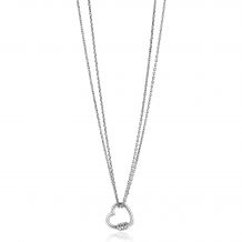 ZINZI Sterling Silver Necklace 45cm with a Luxurious Heart Pendant (14mm) amd White Zirconias 40-45cm ZIC2507