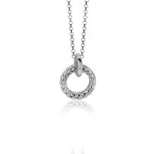 19mm ZINZI Sterling Silver Pendant Round with Rope Effect ZIH2246 (excl. necklace)