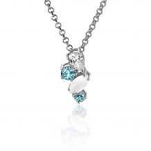 15mm ZINZI Sterling Silver Pendant Light Blue and White Zirconias ZIH2189 (excl. necklace)