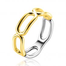 ZINZI gold plated zilveren ring met grote ovale schakels 6mm breed ZIR2567G
