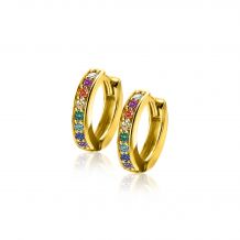 15mm ZINZI Gold Plated Sterling Silver Hoop Earrings Rainbow ZIO2172CR