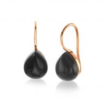 22mm ZINZI Rose Gold Plated Sterling Silver Drop Earrings Black ZIO1934GG