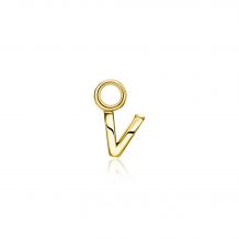 ZINZI Sterling Silver 14K Yellow Gold Plated Letter Ear Pendant V (per piece)