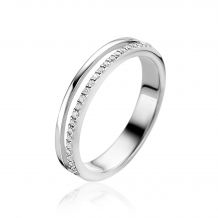 ZINZI zilveren multi-look ring, met de look van twee smalle ringen waarbij één ring is bezet met witte zirconia's ZIR2452