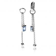 38mm ZINZI Sterling Silver Earrings Pendants Small Chain with Blue and White Zirconias ZICH2022B (excl. hoop earrings)