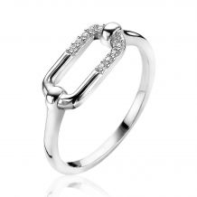 ZINZI Sterling Silver Ring with Oval Chain White Zirconia ZIR2114