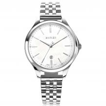 ZINZI Classy Watch 34mm White Mother-of-Pearl Dial Stainless Steel Case and Bicolor Strap with Date ZIW1017