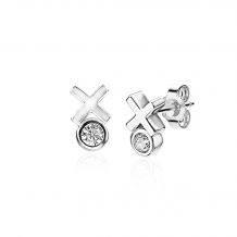 ZINZI Sterling Silver Stud Earrings XO White ZIO1821