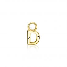 ZINZI Sterling Silver 14K Yellow Gold Plated Letter Ear Pendant D (per piece)