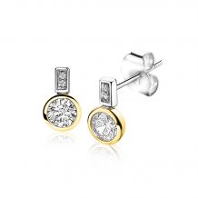 ZINZI Gold Plated Sterling Silver Stud Earrings Round White ZIO1662G