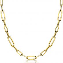 ZINZI zilveren ketting 45cm in 14K geel verguld met ovale closed for ever schakels 6mm breed ZIC1990G