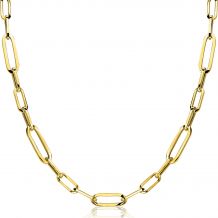 ZINZI Gold Plated Sterling Silver Necklace Oval ''Closed Forever'' Chains width 6mm 45cm ZIC1990G