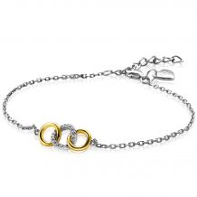 ZINZI Sterling Silver Bracelet 14K Yellow Gold Plated 3 Open Circles