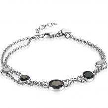 ZINZI zilveren multi-look schakelarmband met zwarte grijze kleurstenen 17-20cm ZIA1937
