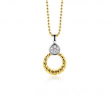 20mm ZINZI Gold Plated Sterling Silver Round Pendant Rope Design White Zirconias ZIH2390Y (excl. necklace)