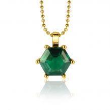 ZINZI zilveren hanger extra 14K geel verguld met zeshoekige groene kleursteen 15mm ZIH2259G