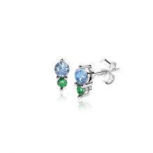 6mm ZINZI Sterling Silver Stud Earrings Round Blue Green ZIO2502