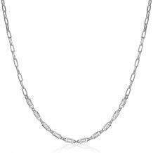 ZINZI Sterling Silver Necklace with Paperclip Chains and Rectangular Baguette White Zirconias 45cm ZIC1993