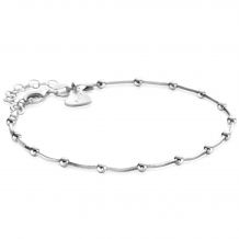 ZINZI Sterling Silver Snake Chain Bracelet with Square Cut Chains and 15 Refined Shiny Beads 17-20cm ZIA2471