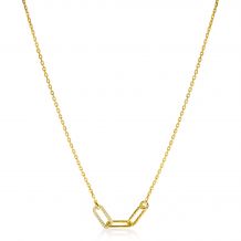 "ZINZI Gold Plated Sterling Silver Chain Necklace with 3 larger Paperclip Chains