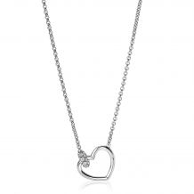 ZINZI Sterling Silver Necklace Heart Bead White 45cm ZIC1755