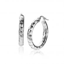 28mm ZINZI silver hoop earrings with beautifully crafted tube, 4.5mm wide, and convenient top closure ZIO2575
