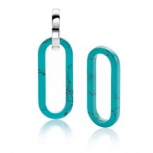 30mm ZINZI Large Oval Earrings Pendants in Trendy Turquoise Blue ZICH2456T (excl. hoop earrings)