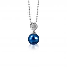 ZINZI Sterling Silver Pearl Pendant Blue Pearl White Zirconias 18mm ZIH1151B