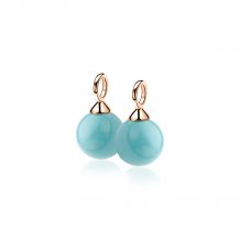 ZINZI zilveren oorbedels rosé verguld parel turquoise ZICH266TR. (zonder oorringen).