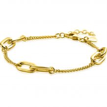 ZINZI Gold Plated Sterling Silver Curb Chain Bracelet with 6 Oval Chains width 7mm 17-20cm ZIA2412G