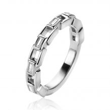 ZINZI Sterling Silver Chain Ring Square Chains and White Zirconias ZIR2546