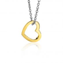 ZINZI Sterling Silver Pendant 14K Yellow Gold Plated 12mm Open Heart