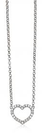 ZINZI Sterling Silver Necklace Heart with White Zirconias 42-45cm ZIC1098