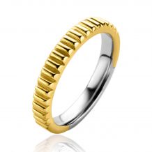 ZINZI zilveren ring extra 14K geel verguld geribbeld design ZIR2245