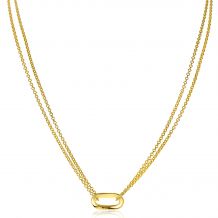 ZINZI Sterling Silver Necklace 14K Yellow Gold Plated 45cm Oval