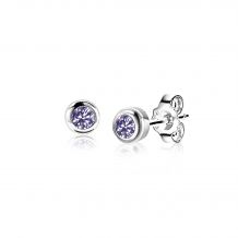 JUNE Stud Earrings 4mm Sterling Silver with Birthstone Light Purple Amethyst Zirconia