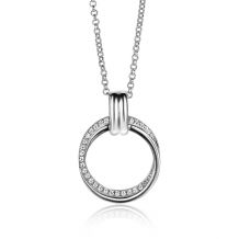 ZINZI Sterling Silver Necklace with Round Pendant (22mm) and White Zirconias 45cm ZIC2266